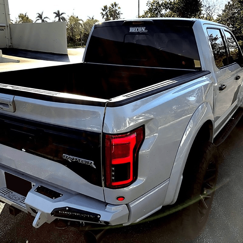 RECON Ford F150 15-20 & Raptor 17-20 (Replaces OEM LED Style Tail Lights w Blind Spot Warning System) OLED Tail Lights Red Lens - Apollo Off-Road
