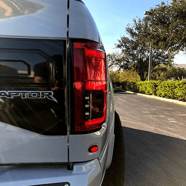 RECON Ford F150 15-20 & Raptor 17-20 (Replaces OEM LED Style Tail Lights w Blind Spot Warning System) OLED Tail Lights Red Lens - Apollo Off-Road