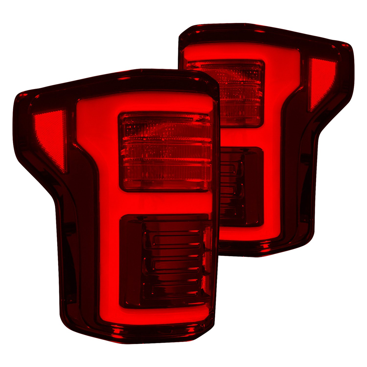 RECON Ford F150 15-20 & Raptor 17-20 (Replaces OEM LED Style Tail Lights w Blind Spot Warning System) OLED Tail Lights Red Smoked Lens - Apollo Off-Road