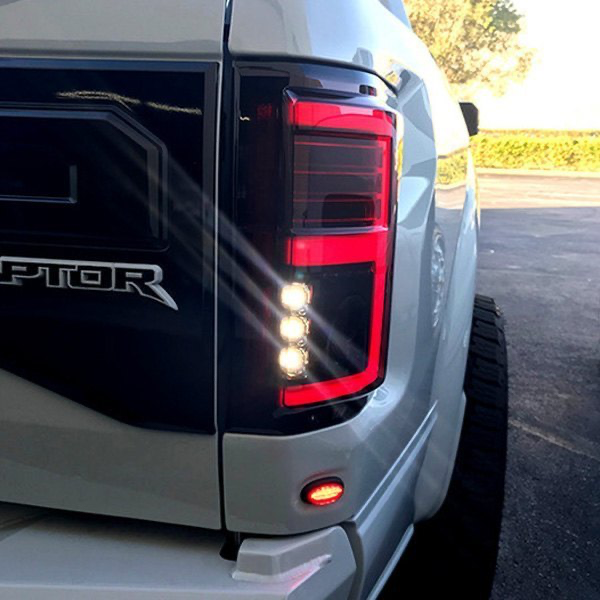 RECON Ford F150 15-20 & Raptor 17-20 (Replaces OEM LED Style Tail Lights w Blind Spot Warning System) OLED Tail Lights Smoked Lens - Apollo Off-Road