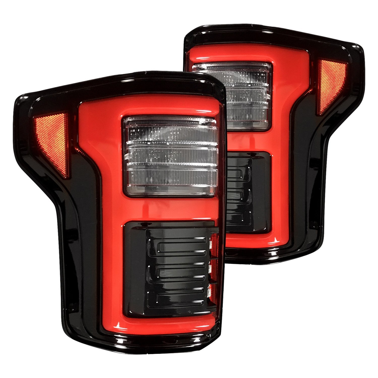 RECON Ford F150 15-20 & Raptor 17-20 (Replaces OEM LED Style Tail Lights w Blind Spot Warning System) OLED Tail Lights Smoked Lens - Apollo Off-Road