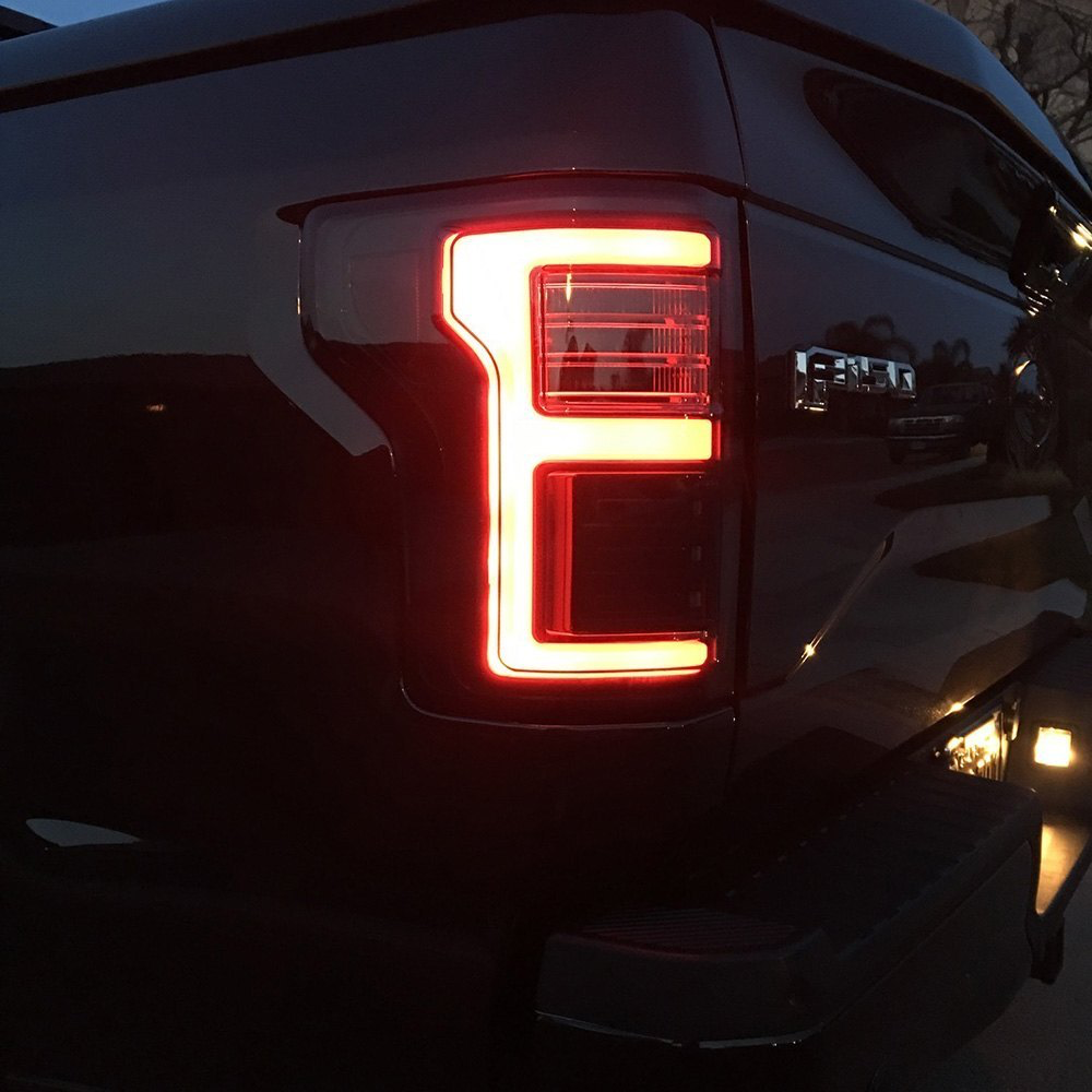 RECON Ford F150 15-20 & Raptor 17-20 (Replaces OEM LED Style Tail Lights w Blind Spot Warning System) OLED Tail Lights Smoked Lens - Apollo Off-Road