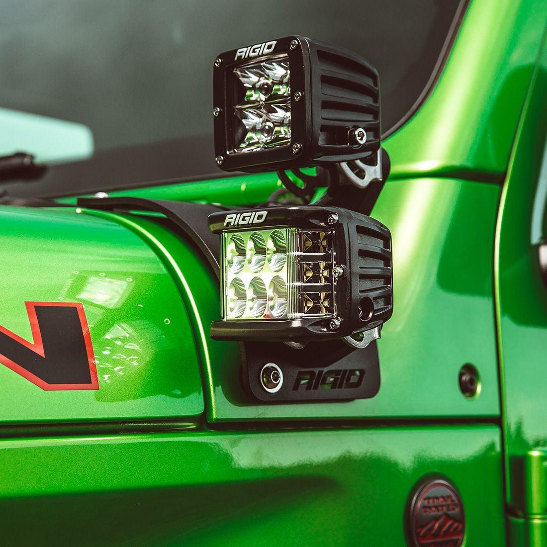 RIGID Industries 18-21 Jeep Wrangler JL Cowl Mount Long Extension Arm Standoff Kit, Pair - Apollo Off-Road