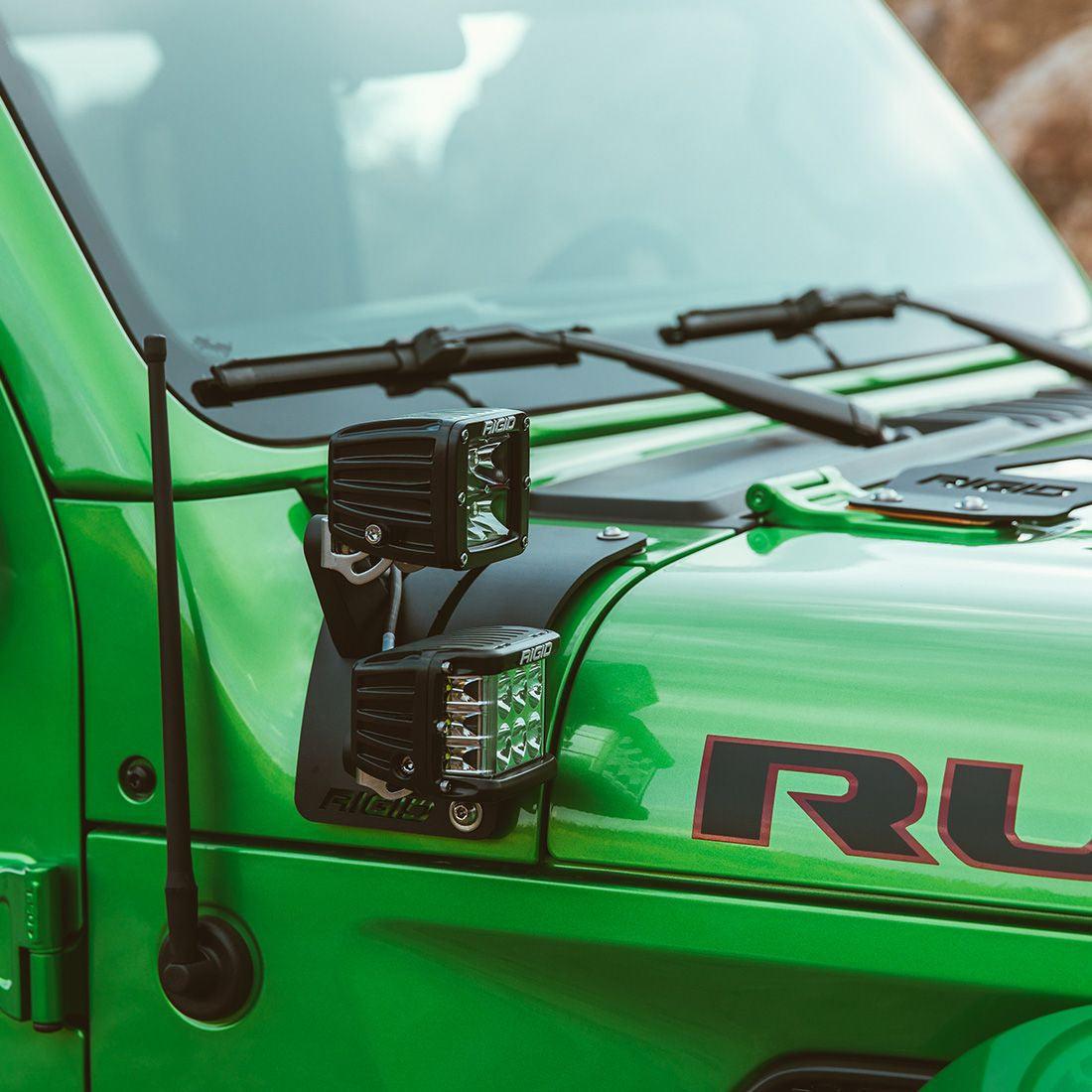 RIGID Industries 18-21 Jeep Wrangler JL Cowl Mount Long Extension Arm Standoff Kit, Pair - Apollo Off-Road