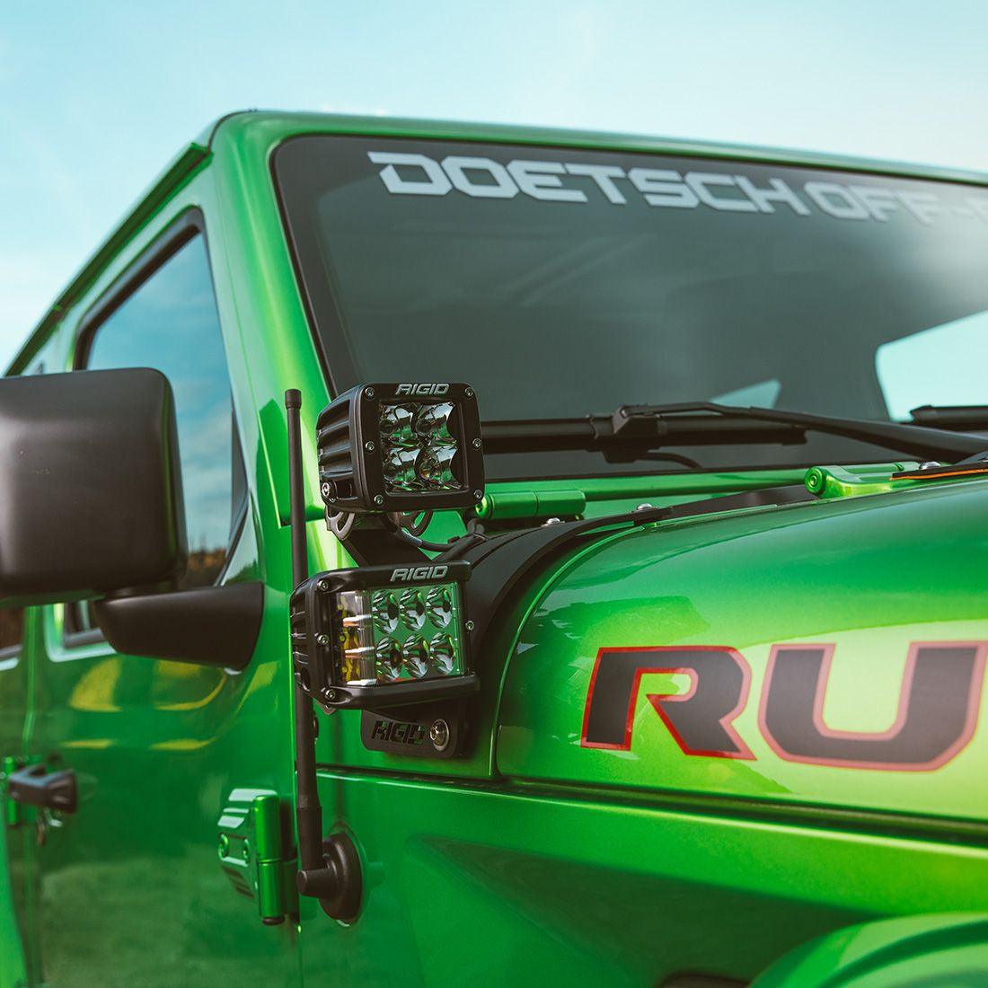 RIGID Industries 18-21 Jeep Wrangler JL Cowl Mount Long Extension Arm Standoff Kit, Pair - Apollo Off-Road
