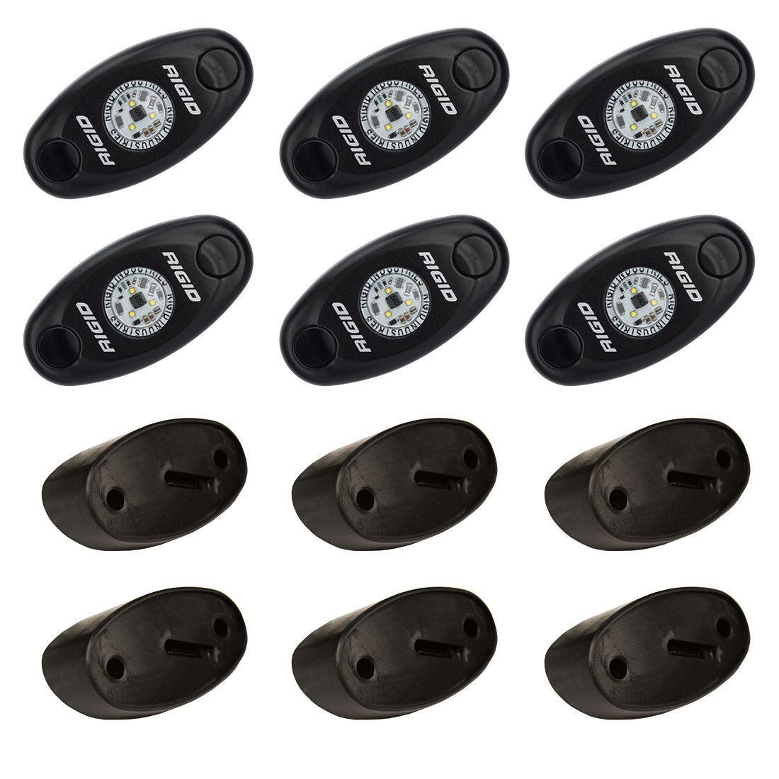 RIGID Industries A-Series LED Universal Rock Light Kit, High Power Cool White, Set Of 6 - Apollo Off-Road