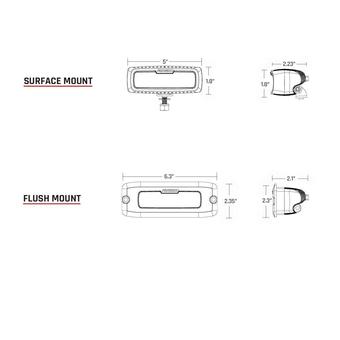 RIGID Industries SR-M Series PRO, Spot Optic, Surface Mount, Black Housing, Pair - Apollo Off-Road