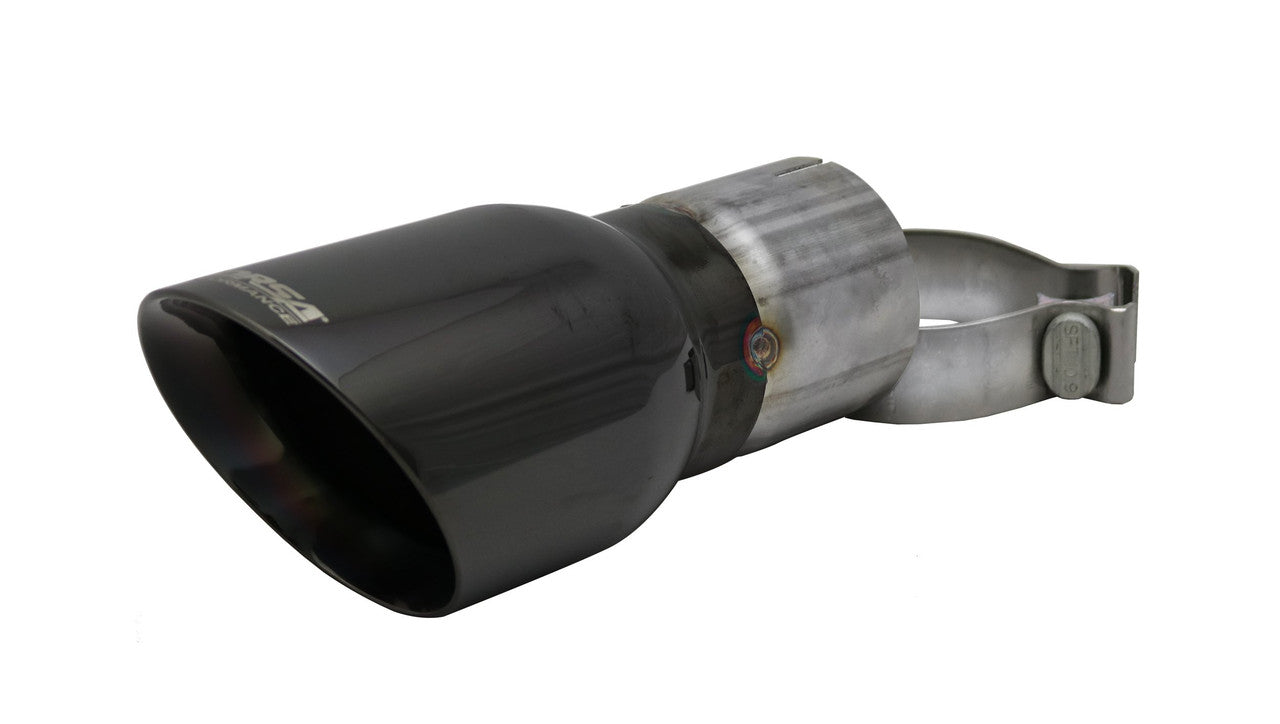 Single 4.0 Inch Black Pro-Series Tip (Clamp Included) 3.0 Inch Inlet Universal Stainless Steel - Apollo Off-Road