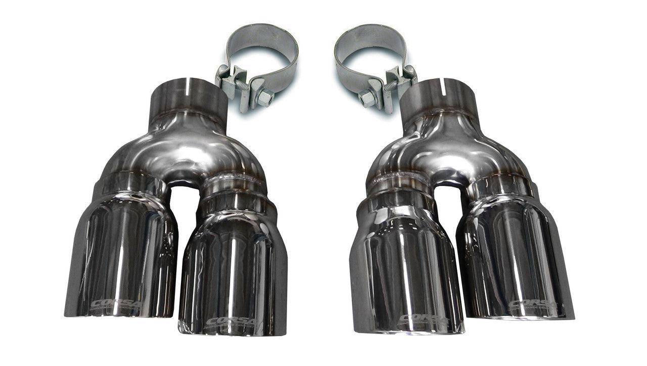 Two Twin 4.0 Inch Polished Tips Clamps Included Dual Rear Exit For Corsa Cadillac ATS-V Exhaust Only Stainless Steel - Apollo Off-Road