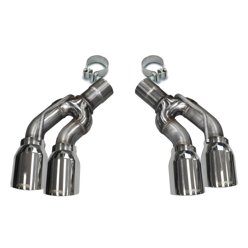 Two Twin 4.0 Inch Polished Tips Clamps Included Dual Rear Exit For Corsa Cadillac CTS-V Exhaust Only Stainless Steel - Apollo Off-Road